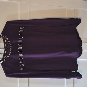 ANDREW GN  Purple Oval Cutout Blouse  Size 10/ 42 EUC